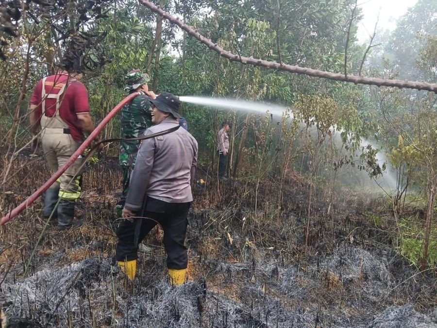 Pantang Lengah Hadapi Karhutla, Koramil 05/Sail dan Tim Gabungan Turun Padamkan Api