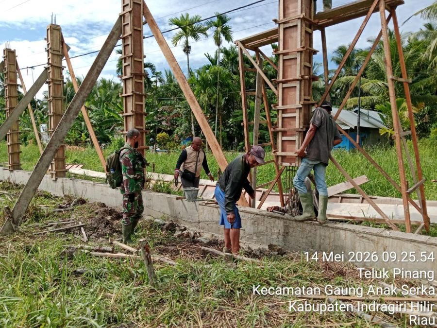 Pasi Ops dan Pasi Intel Kodim 0314/Inhil Tinjau Progres Pembangunan KDKMP di Teluk Pinang