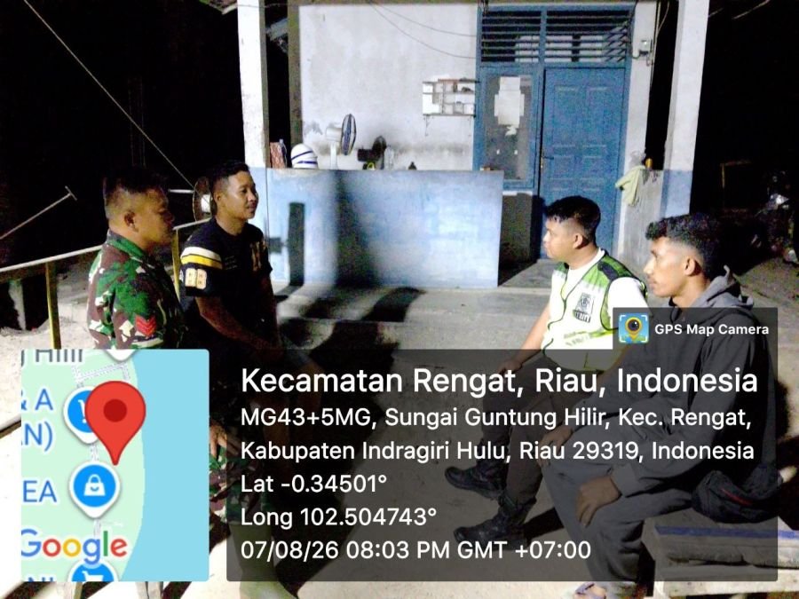 Pastikan Wilayah Aman,Babinsa Koramil 01/Rengat Aktif Laksanakan Patroli Malam