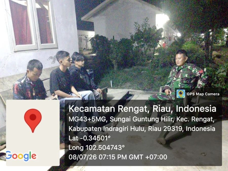 Pastikan Wilayah Aman,Babinsa Koramil 01/Rengat Aktif Laksanakan Patroli Malam