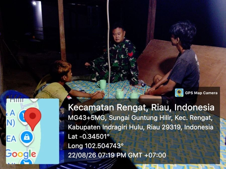 Pastikan Wilayah Aman,Babinsa Koramil 01/Rengat Aktif Laksanakan Patroli Malam