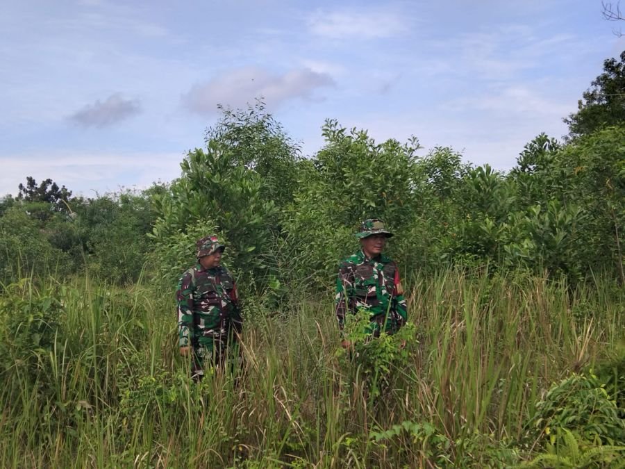 PATROLI CEGAH KARHUTLA, SERKA ALINASFI DAN SERDA ML SILABAN AWASI WILAYAH DESA PETANI
