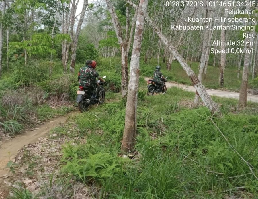 Patroli Karhutla Digencarkan, Babinsa Ramil 07/KH Sosialisasikan Larangan Membakar Hutan
