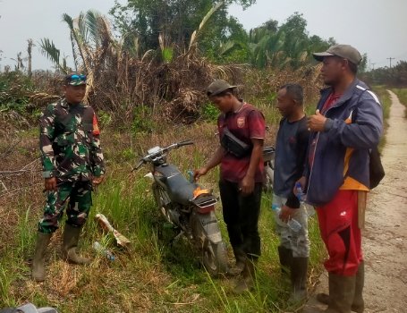 Patroli Karhutlah, Babinsa Koramil 11/PBR Pastikan Wilayah Desa Danai Nihil Titik Api dan Asap