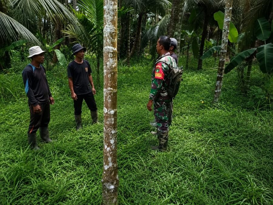 Patroli Tapal Batas, Babinsa 07/Reteh Sosialisasikan Pencegahan Karhutla Di Sanglar