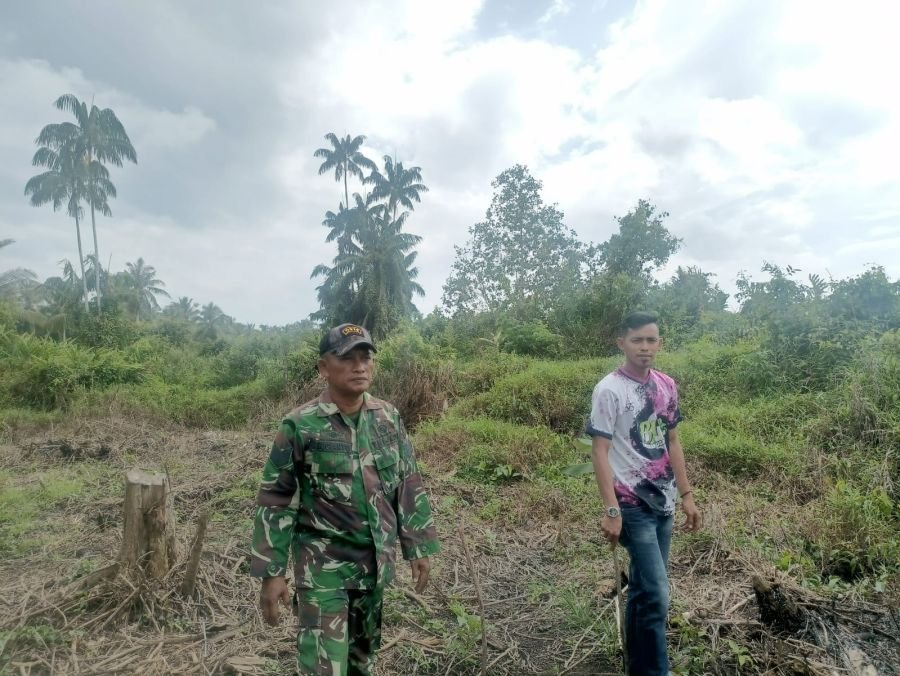 Patroli Tapal Batas Babinsa Koramil 10/Pelangiran Terus Pantau Daerah Rawan Karhutla