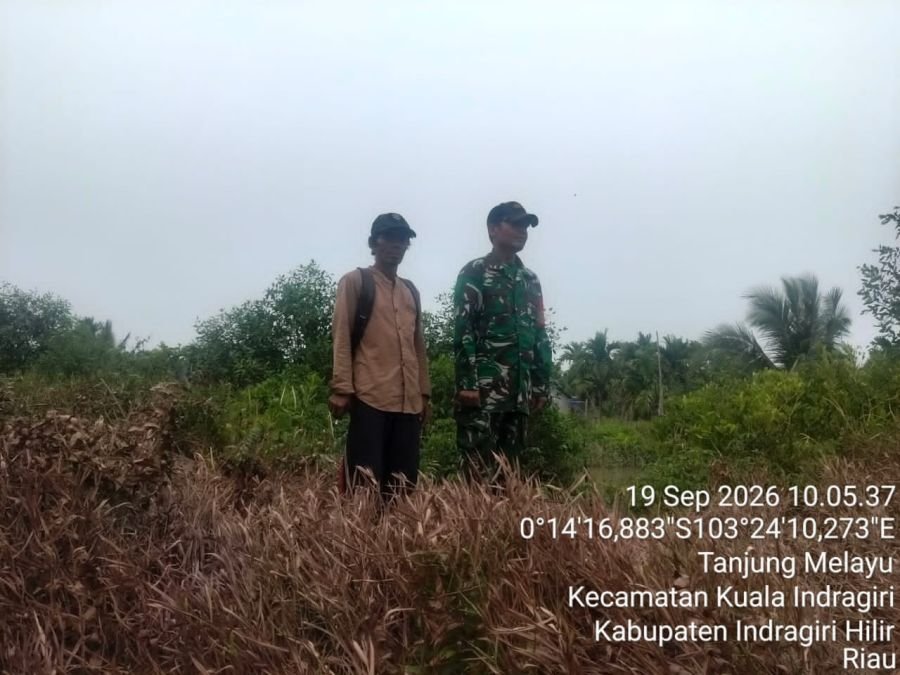 Patroli Tapal Batas Babinsa Koramil 04/Kuindra, Titik Api dan Asap Nihil di Tanjung Melayu
