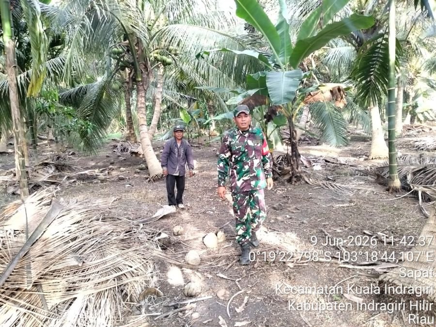 Patroli Tapal Batas di Kelurahan Sapat, Babinsa Koramil 04/Kuindra Pastikan Titik Api Nihil