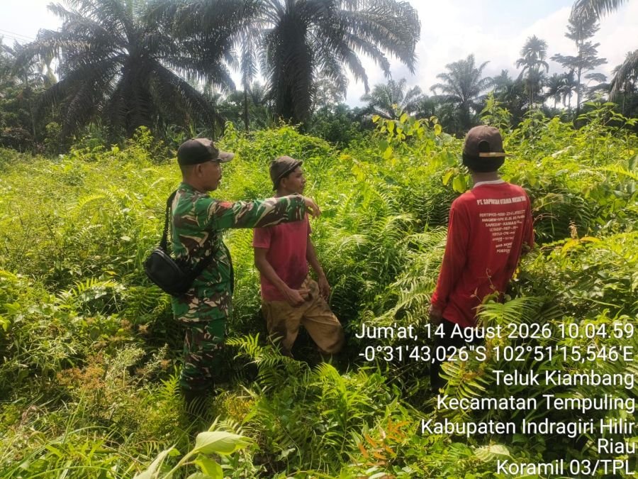Patroli Tapal Batas Diperkuat, Babinsa 03/Tpl Gandeng Warga Teluk Kiambang