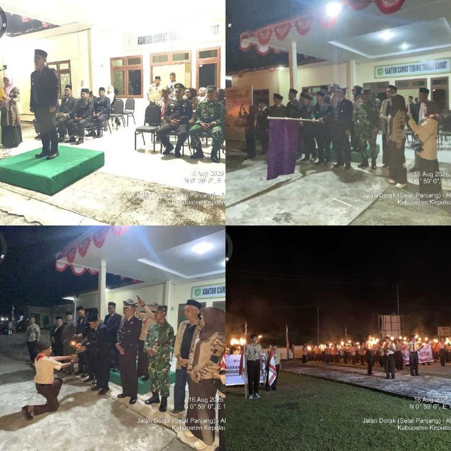 Pawai Obor Meriahkan Malam Jelang HUT RI ke-81 di Tebing Tinggi Barat, Meranti