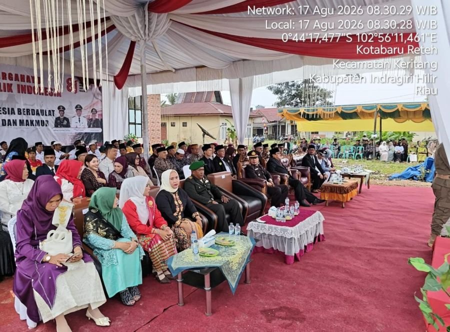 Peltu Doni Akmal Danpos Keritang, Koramil 09/Kemuning Hadiri Upacara HUT RI ke-81 di Keritang