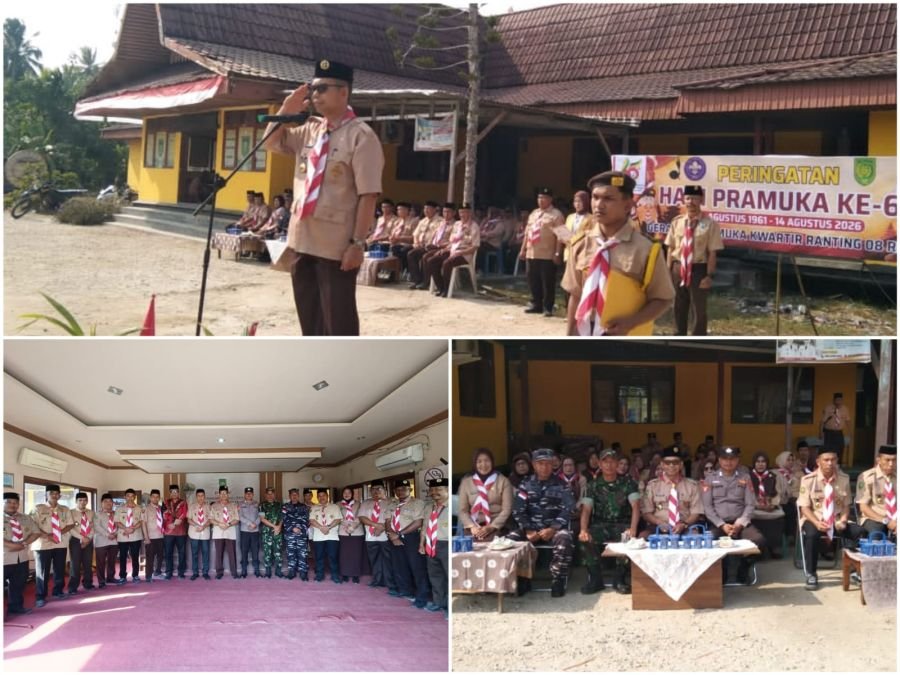 Peltu Nofiandi Hadiri Upacara Peringatan Hari Pramuka ke-65  di Halaman Kantor Camat Reteh