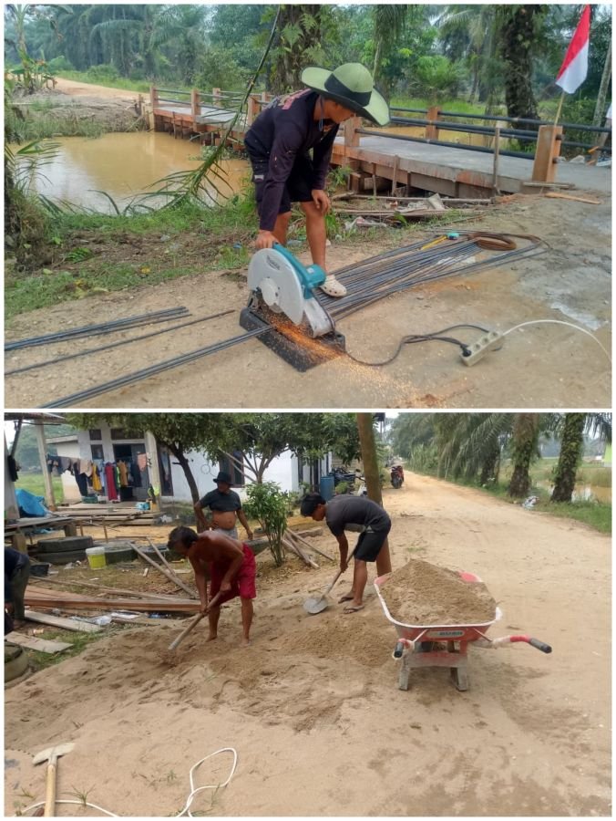 Pembangunan Jembatan Beton Desa Kuala Mulia Capai Tahap Pemasangan Pagar Jembatan