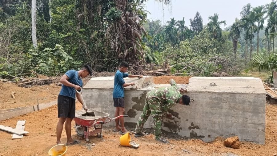 Pembangunan Jembatan Gantung Desa Talang Perigi Kebut Pengacian Abutmen dan Tapak Tiang Pilon