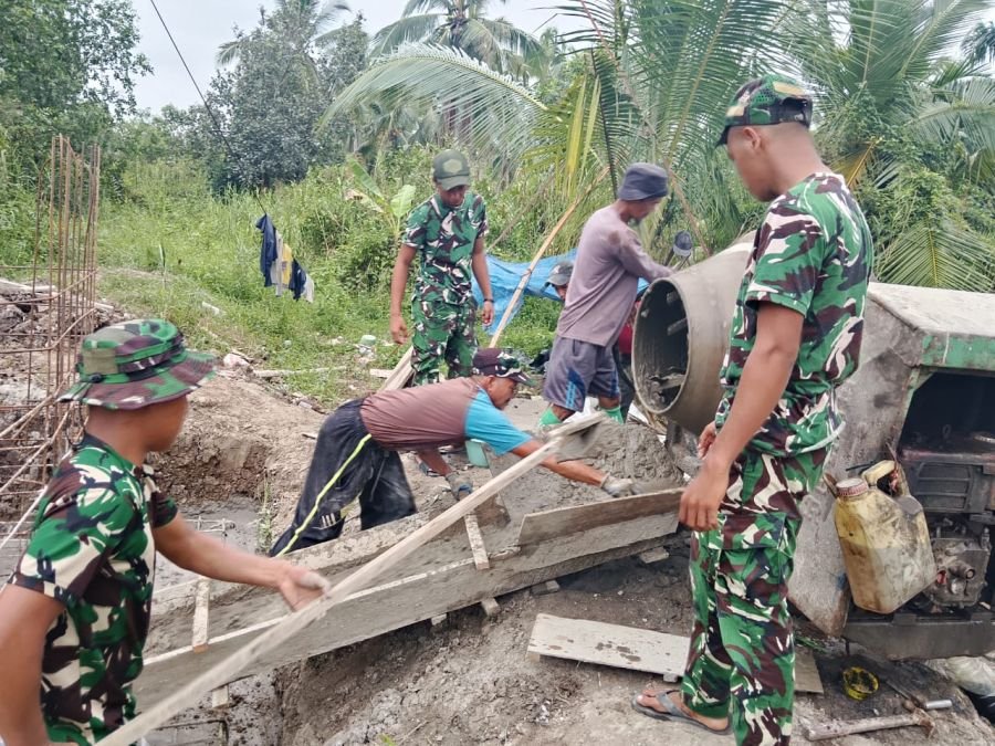 Pembangunan Jembatan Gantung di Desa Sialang Jaya Capai Progres 77 Persen pada Pondasi Pilon