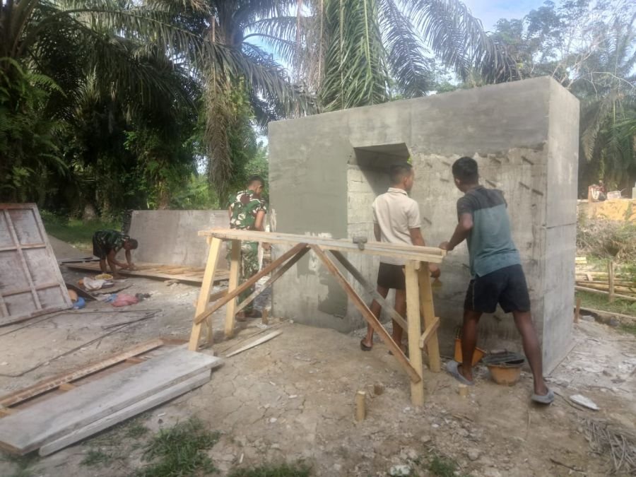 Pembangunan Jembatan Gantung Garuda di Desa Sukaraja Masuki Tahap Pengacian Tiang Pylon