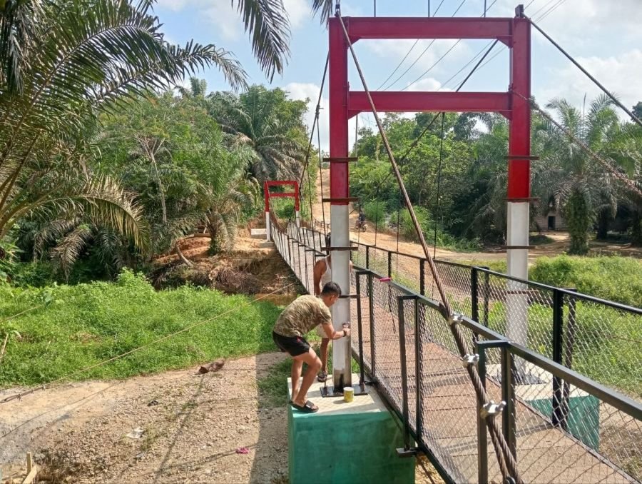 Pembangunan Jembatan Gantung Garuda Tahap III di Desa Sanglap Capai Progres 96,20 Persen