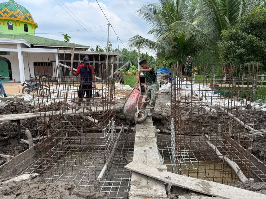 Jembatan Merah Putih Ramil 05/Gas di Desa Lahang Hulu Kec GaungMasih Dalam Proses Pemban