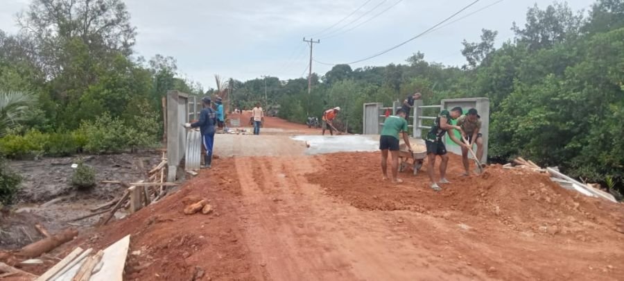 Pembangunan Jembatan Sungai Mata II Masuki Tahap Plester Dinding Pengaman