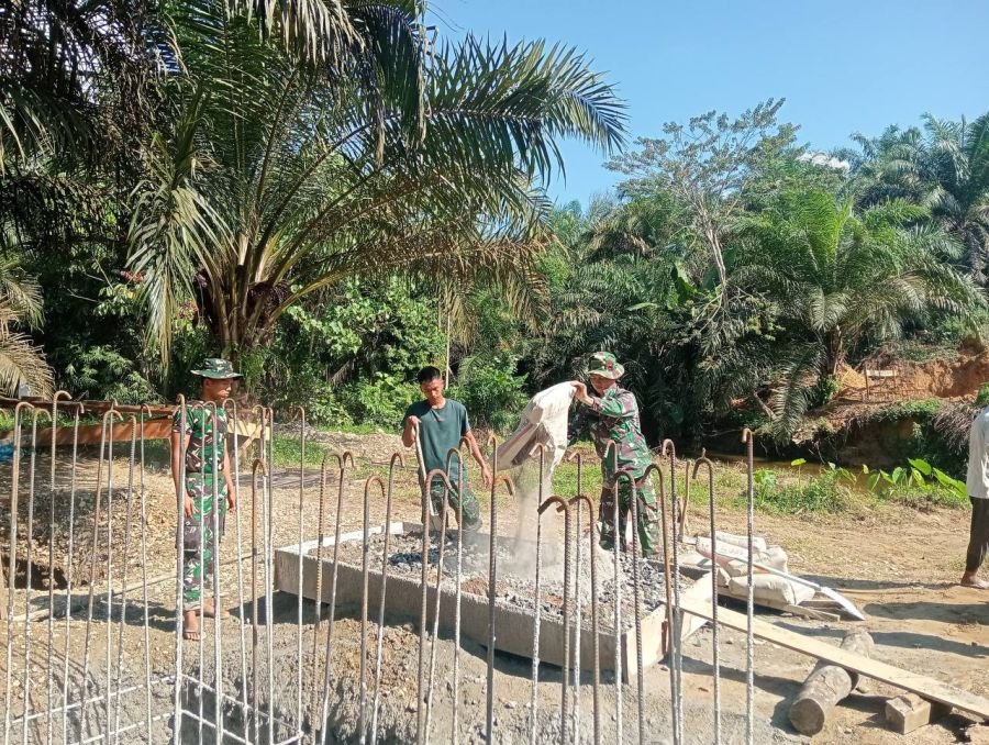 Pengecoran Tapak Gajah Dimulai, Pembangunan Jembatan Perintis Garuda d Sukaraja Masuki Tahap Penting
