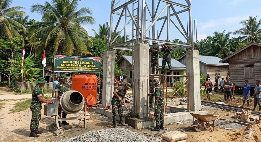 Percepat Harapan Warga Dapatkan Air Bersih, Satgas TMMD Bangun Pondasi Tower Tangki Air