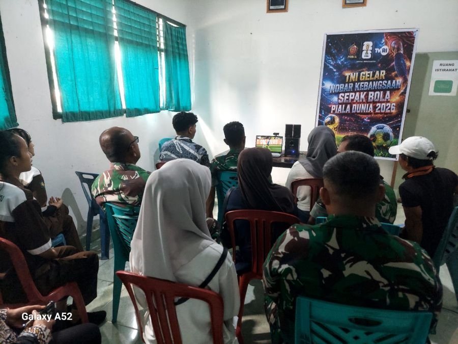Pererat Kebersamaan, Koramil 04/PP Gelar Nobar Piala Dunia 2026 Kolombia vs Uzbekistan