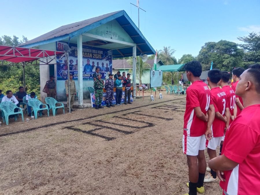 PERIHAL : KEGIATAN PERSONEL KORAMIL 06/SERASAN MENGHADIRI PEMBUKAAN TURNAMEN SEPAK BOLA SERASAN CUP