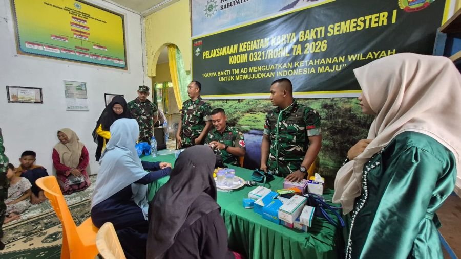 Perkuat Ketahanan Wilayah, Kodim 0321/Rohil Gelar Bakti Kesehatan di Panti Asuhan Putri Aisyah