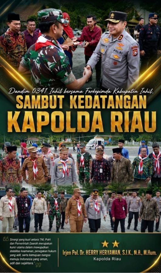 Perkuat Sinergitas TNI-Polri, Dandim 0314/Inhil Sambut Kunjungan Kerja Kapolda Riau