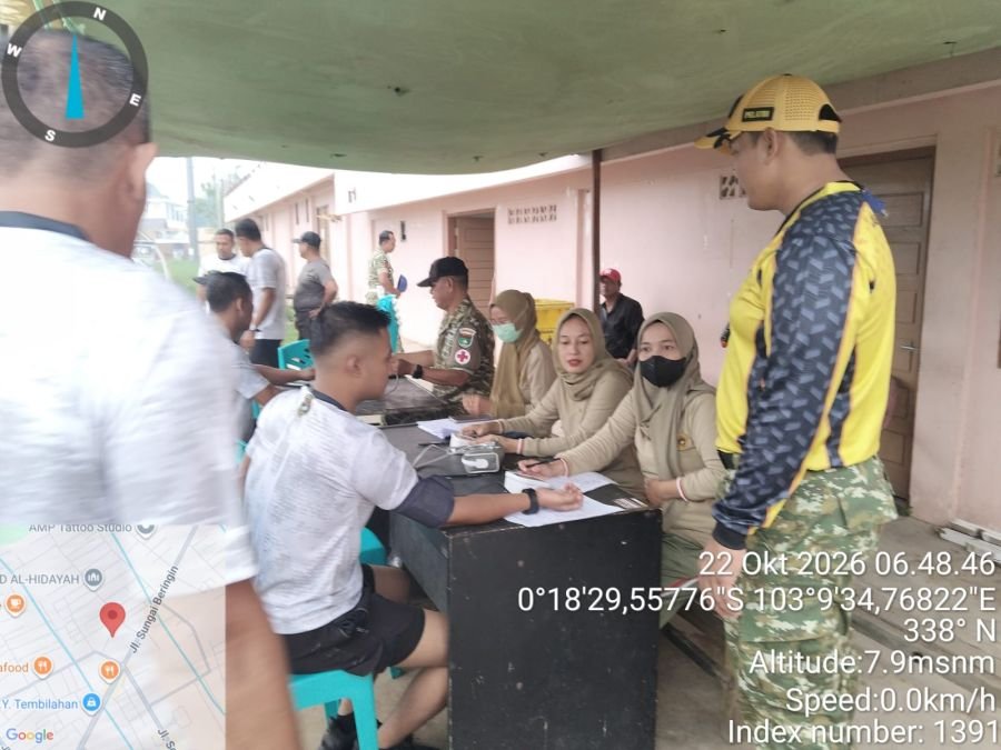 PERSONEL KORAMIL 08/MDH PELDA H.SITUMORANG LAKSANAKAN GARJAS PERIODIK DI STADION SUNGAI BERINGIN