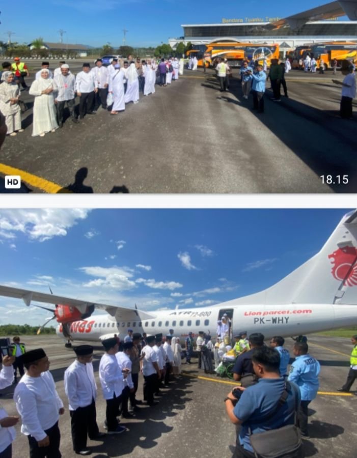 Personel Lanud RSN Sukses Dukung Operasi Pemulangan Jamaah Haji Rohul di Bandara Tuanku Tambusai