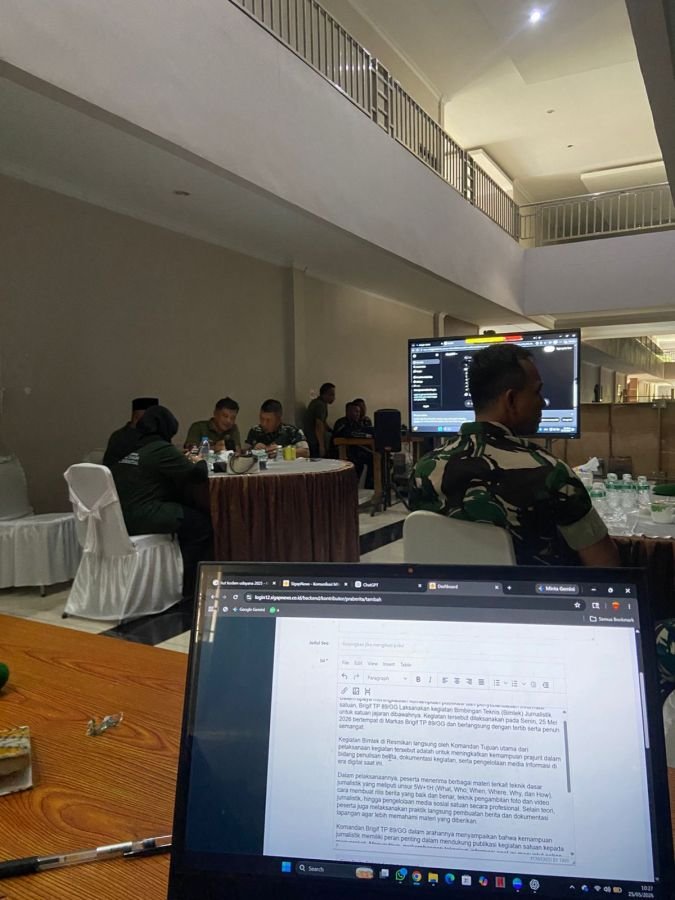 Personil Yonif Tp 898/PC Mengikuti Bimtek Jurnalistik di Lingkungan Jajaran Brigif TP 89/GG