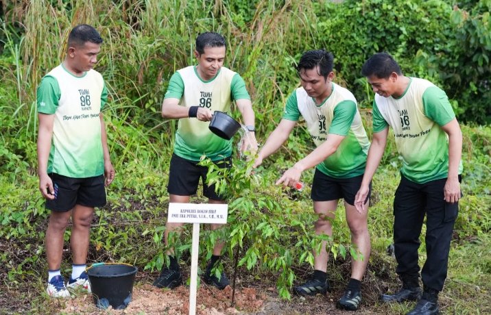 Polres Rokan Hulu Gelar Green Policing Runners, Wujud Komitmen Jaga Kelestarian Lingkungan