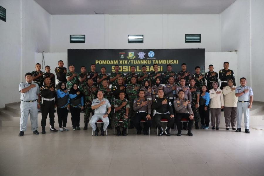 POM DAM XIX/Tuanku Tambusai Laksanakan Sosialisasi Bersama Satlantas Polres Dumai dan Kodim 0320