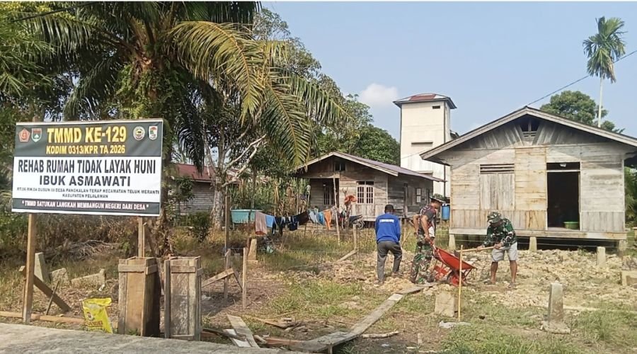 Pra TMMD Ke-129, Koramil 09/Langgam Kebut Pembuatan Tapak Rumah Layak Huni di Teluk Meranti
