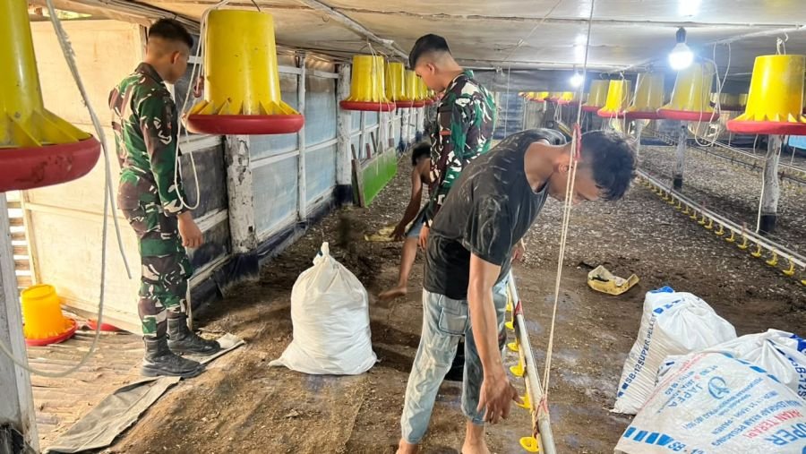 Yonif TP 850/SC Periksa Kesehatan Ayam Warga, Dukung Ketahanan Pangan
