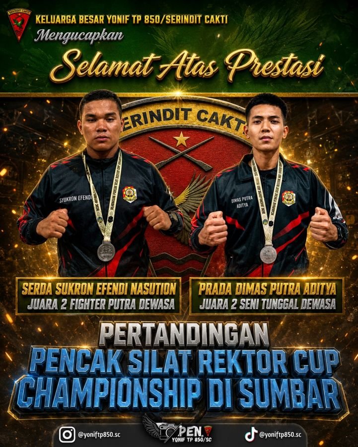 Prajurit Yonif TP 850/SC Raih Juara Pencak Silat Rektor Cup