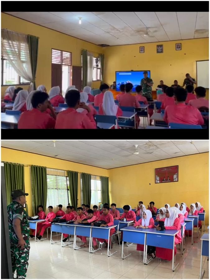 PRAJURIT YONIF TP 898/PC GELAR SOSIALISASI BIJAK BERMEDIA SOSIAL DAN CEGAH KENAKALAN REMAJA