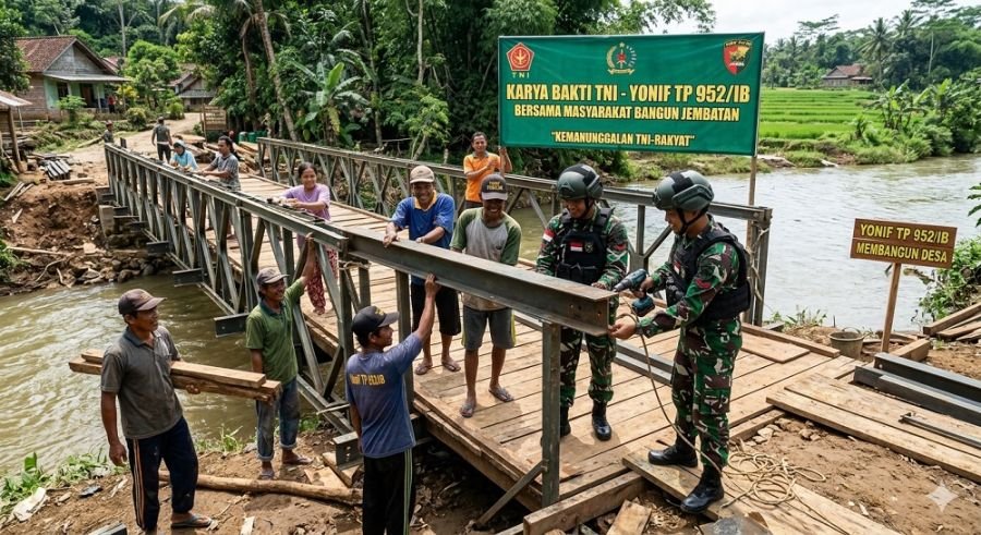 Prajurit YONIF TP 952/IB Turun Langsung Bangun Fasilitas Warga di Wilayah Terpencil