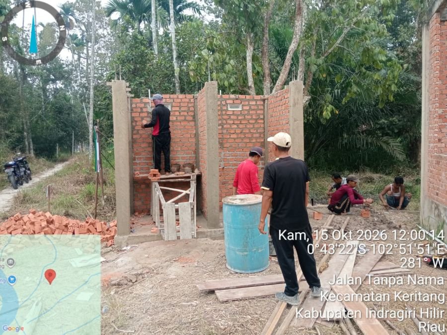Progres 26%, Satgas TMMD Ke-130 Kodim 0314/Inhil Kebut Pembangunan MCK dan Sumur Bor di Kuala Lemang