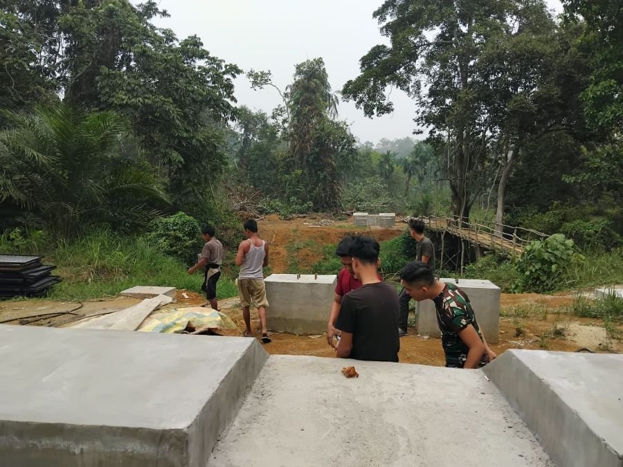 Progres Pembangunan Jembatan Gantung Desa Talang Perigi, Tahap Pemasangan Sling ke Pondasi Abutmen