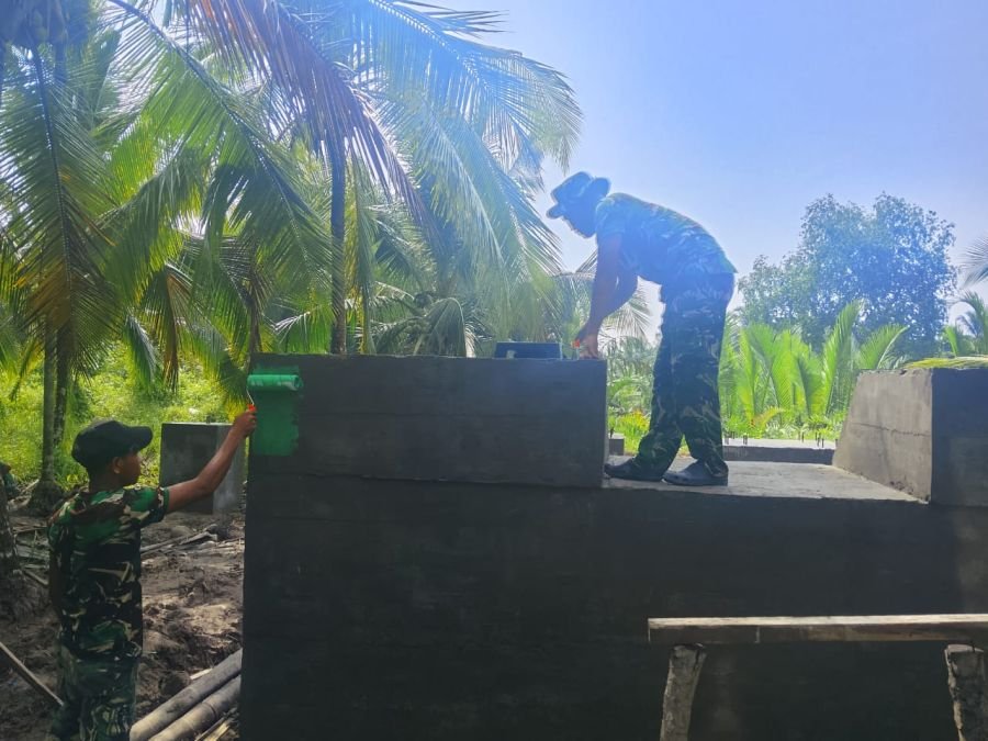 Progres Pembangunan Jembatan Gantung di Desa Sialang Jaya Terus Berjalan, Pondasi Pilon Rampung 100