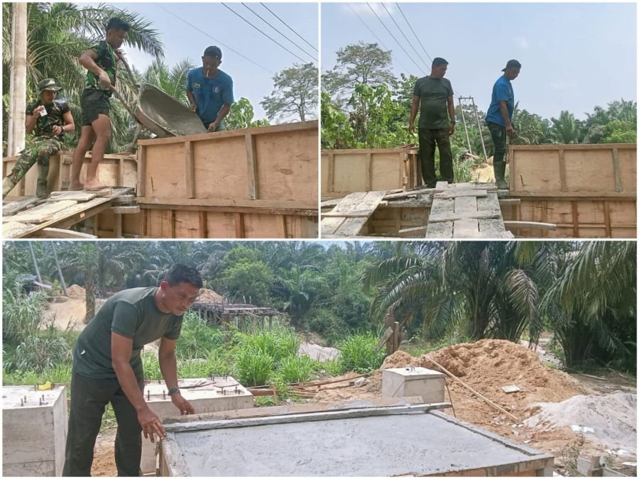 Progress Lanjut! Pengecoran Pondasi Jembatan Perintis Garuda Di Keritang Hulu Terus Dikebut