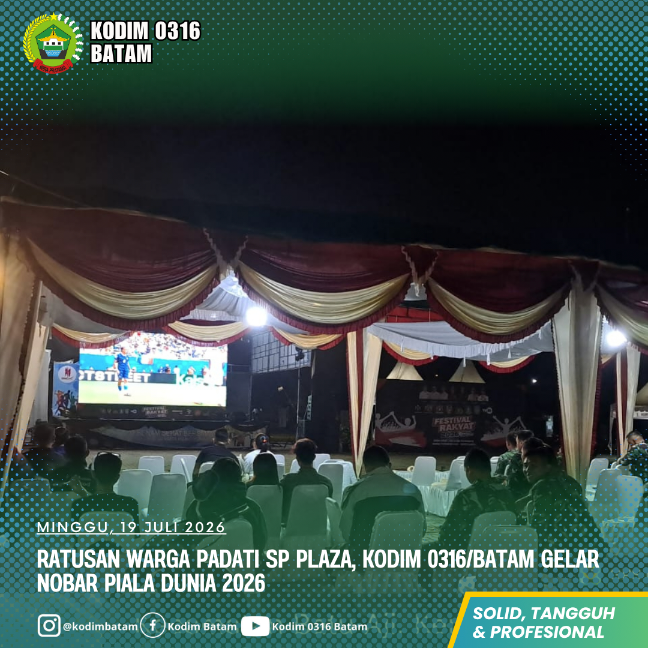 Ratusan Warga Padati SP Plaza, Kodim 0316/Batam Gelar Nobar Piala Dunia 2026