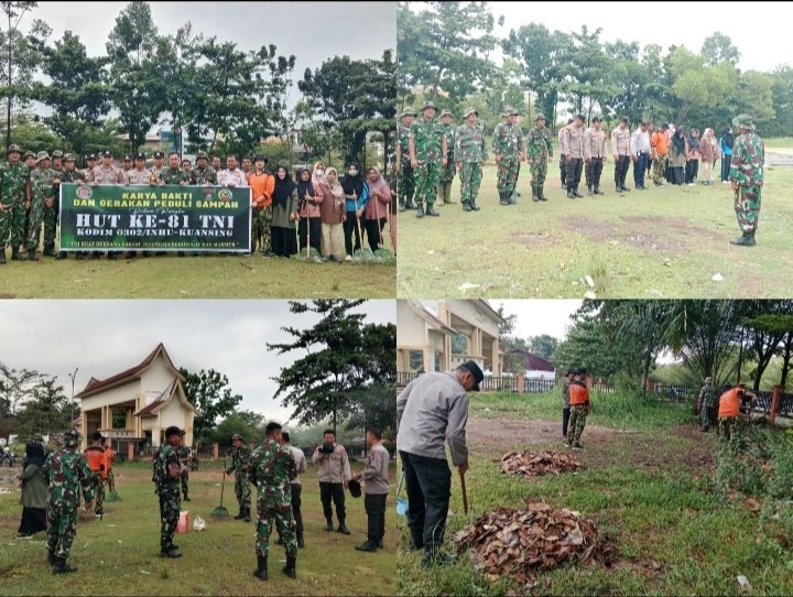 Sambut HUT TNI ke-81, Koramil 02/KT Gelar Karya Bhakti Bersihkan Pasar Modern
