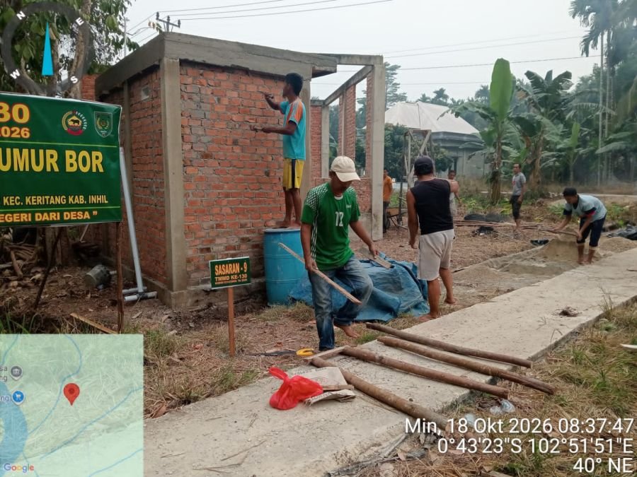 SATU HARI TUNTAS TIGA PEKERJAAN! Pembangunan MCK dan Sumur Bor Sasaran 9 di Kuala Lemang Ngebut
