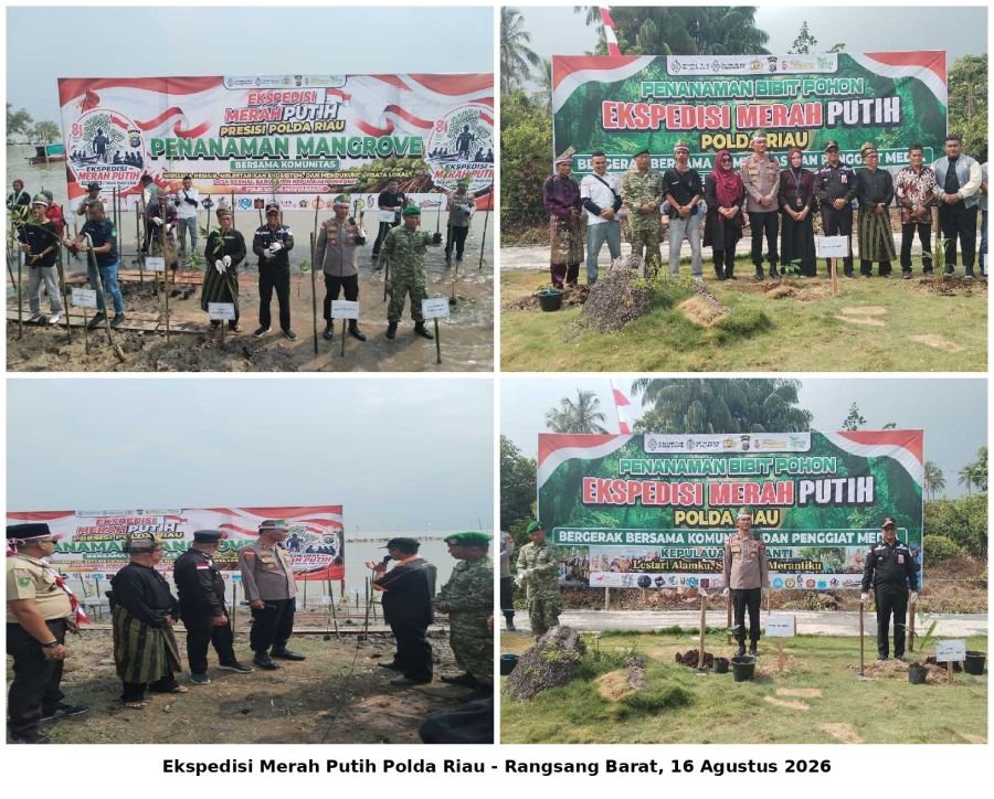 Semarak Jelang HUT RI ke-81, Polda Riau Gelar Ekspedisi Merah Putih di Pantai Tanjung Motong Meranti