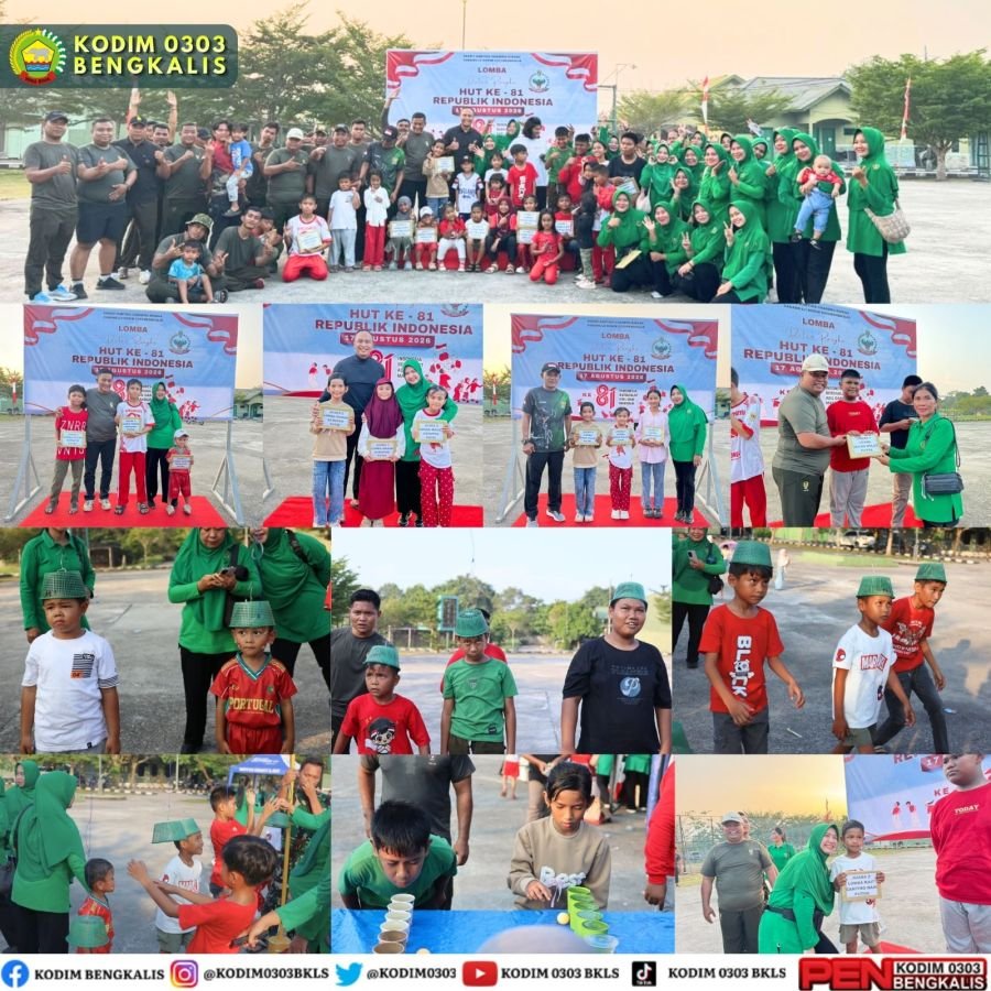 Semarak Kemerdekaan, Anak-Anak Prajurit Kodim 0303/Bengkalis Ikuti Lomba Penuh Keceriaan