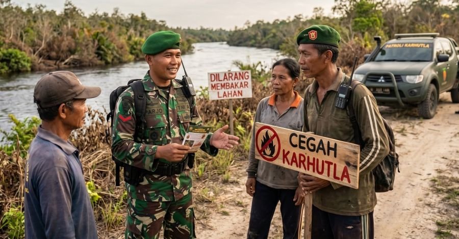 Serka Parjo Gencarkan Patroli dan sosialisasi Cegah Karhutla di Sungai Sibam