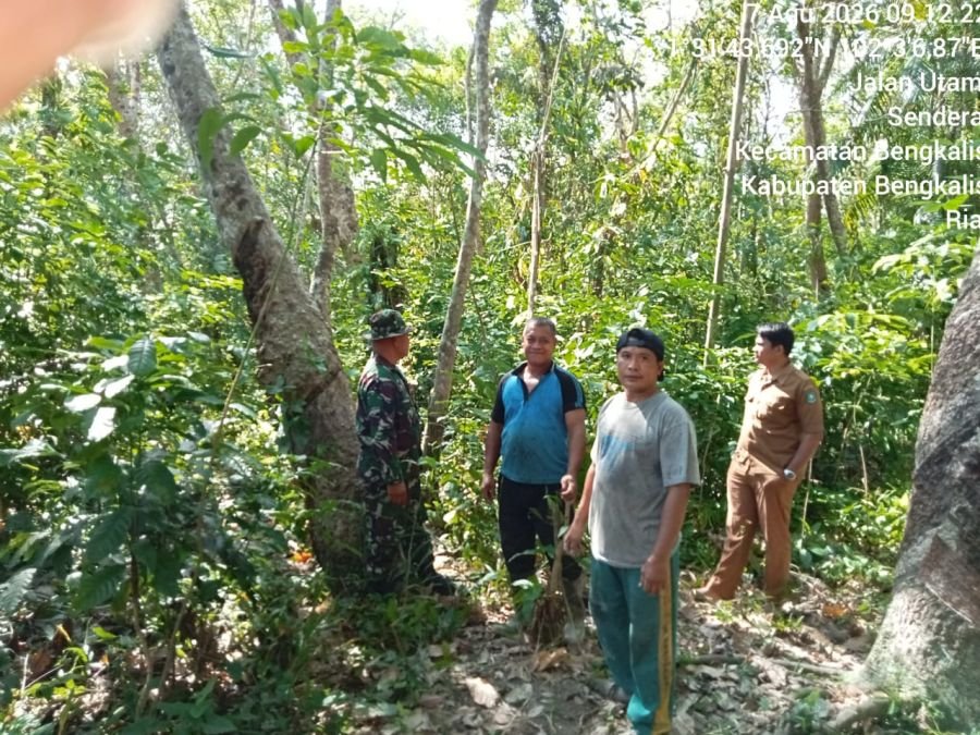 Serma Raiyen dan Pratu Govi melaksanakan Patroli karhutla di wilayah Koramil 01/Bengkalis